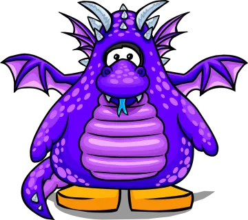 a purple dragon sitting on top of a white background