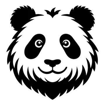 a black and white panda face