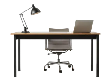 a desk with a laptop on top of it