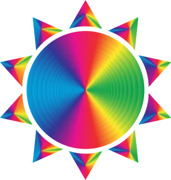 an image of a rainbow colored sun