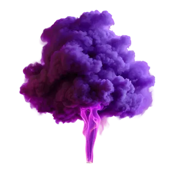 a purple smoke bomb on a white background