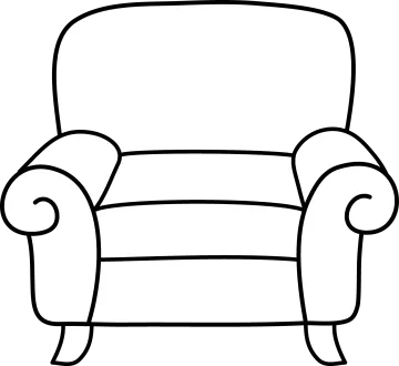 a black and white drawing of a chair