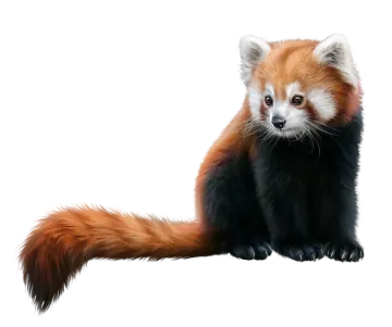 a painting of a red panda sitting down