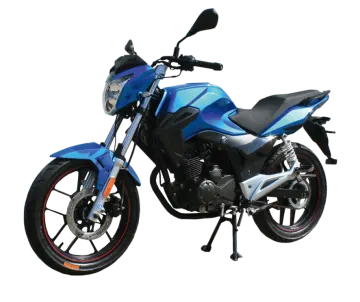 a blue and black motorcycle on a white background