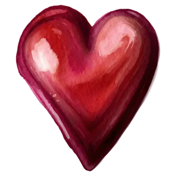a watercolor painting of a red heart
