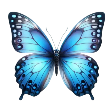 a blue butterfly on a white background