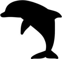 a black and white silhouette of a dolphin