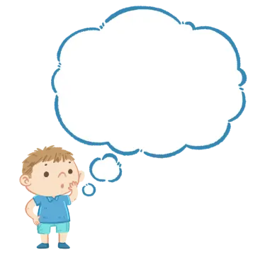 a boy with a thought bubble