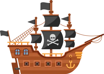 a pirate ship with a skull on it