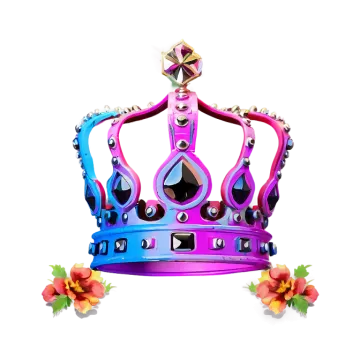 a purple and blue crown with flowers around it