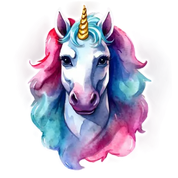 a watercolor drawing of a unicorn's head