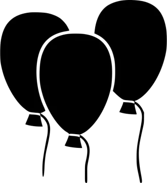 a black and white silhouette of three balloons
