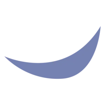 a blue crescent with a white background