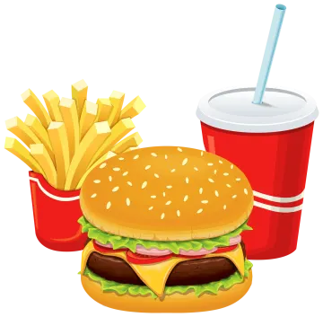 a hamburger and french fries with a drink
