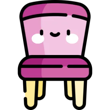 a purple chair with a smiley face
