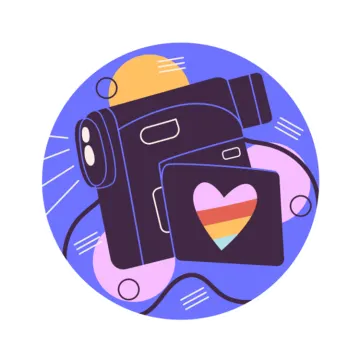 a camera with a heart in the middle