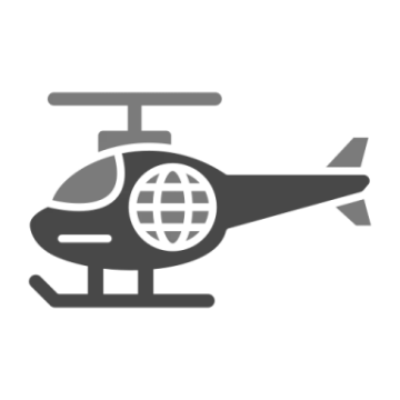 a helicopter icon on a white background