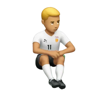 a cartoon of a soccer player sitting on the ground