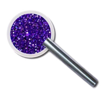 a purple glitter in a white bowl