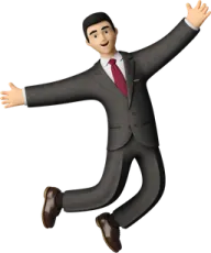 a man in a suit and tie is jumping