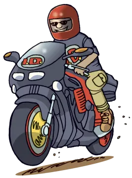 a person riding a motorcycle on a white background