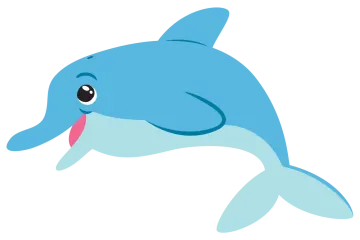 a blue dolphin with its mouth open