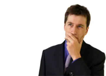 a man in a suit with his hand on his chin