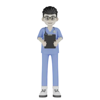 a cartoon character holding a tablet