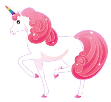 a pink unicorn with a rainbow mane