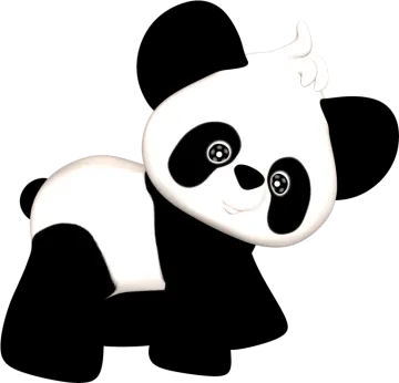 a black and white panda bear on a white background
