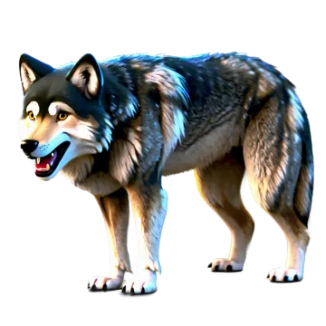 a wolf standing in front of a white background