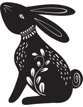 a black and white silhouette of a rabbit