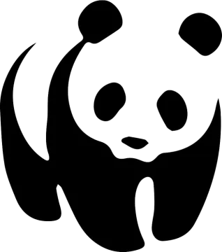 a black and white panda bear icon