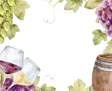 a watercolor painting of grapes and wine