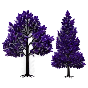 two purple trees on a white background