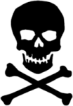 a skull and crossbone on a white background