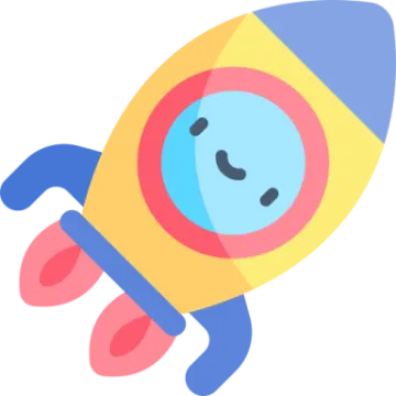 a rocket with a smiley face on it