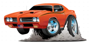 an orange muscle car on a white background