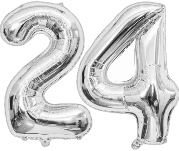 silver number foil balloons
