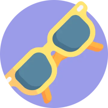 a pair of sunglasses on a purple background