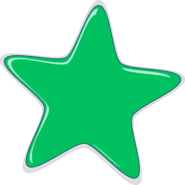 a green star sticker on a white background