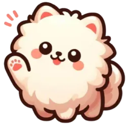 a fluffy white cat with pink cheeks and brown eyes