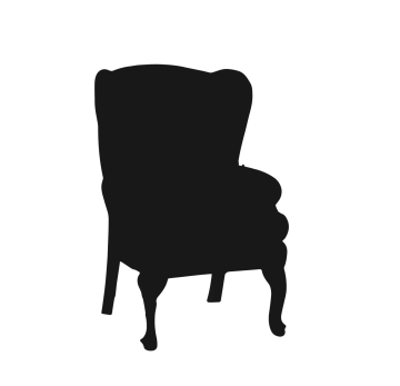 a black and white silhouette of a chair