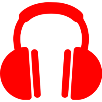a red headphone with a white background