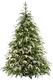 a white christmas tree with snow on it