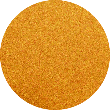 a round orange glitter with a white background