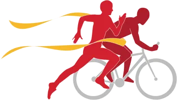 a man and woman riding on a bike