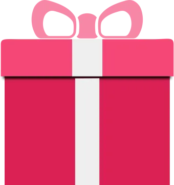 a red and white gift box with a bow