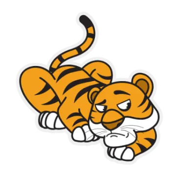 a cartoon tiger lying on its back