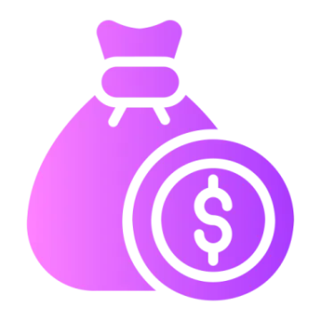 a money bag with a dollar coin inside